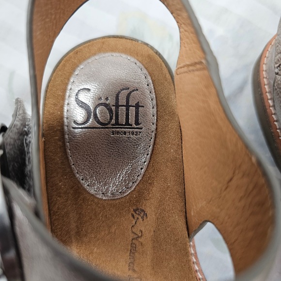 Sofft Womens Sandals Size 6 Metallic Buckle Ankle Strap Leather Comfort - Picture 6 of 16